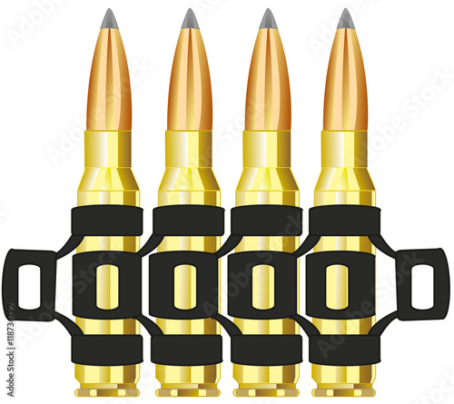 Tape of the machine gun with patron