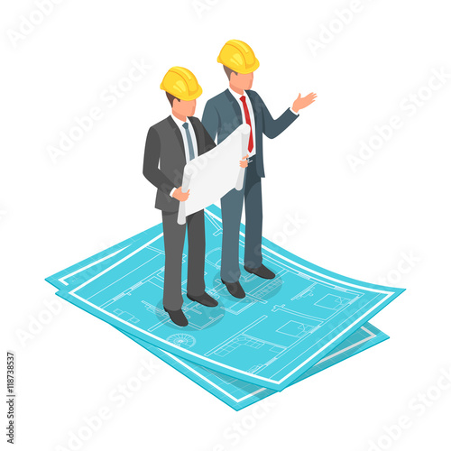 Vector 3d isometric concept of businessman or engineer 