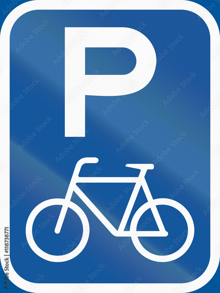 Road sign used in the African country of Botswana - Parking of bicycles Road sign used in the African country of Botswana - Parking of bicycles