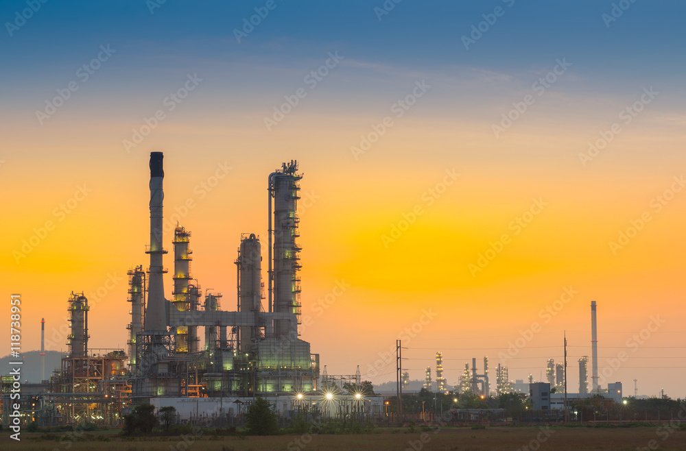 Oil refinery at sunrise