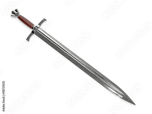 Medieval sword with wooden handle