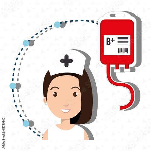 woman medical staff blood vector illustration design