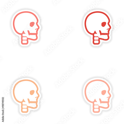 Fototapeta Naklejka Na Ścianę i Meble -  Set paper stickers on white background human skull