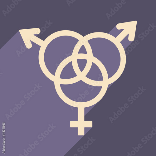 Flat with shadow icon and mobile application equality of the sexes