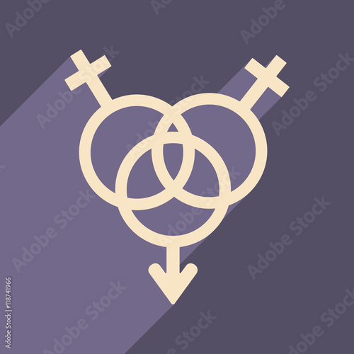 Flat with shadow icon and mobile application equality of the sexes