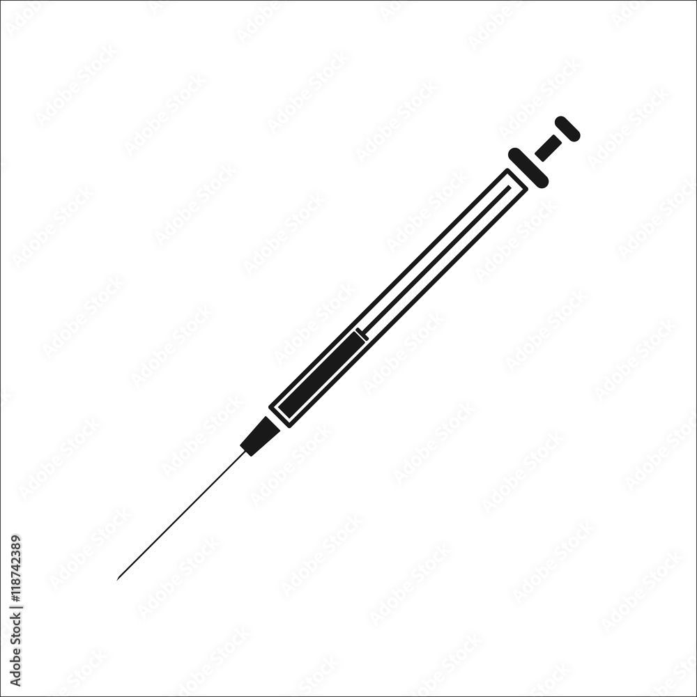 Medical lab syringe sign simple icon on background Medical lab syringe sign simple icon on background
