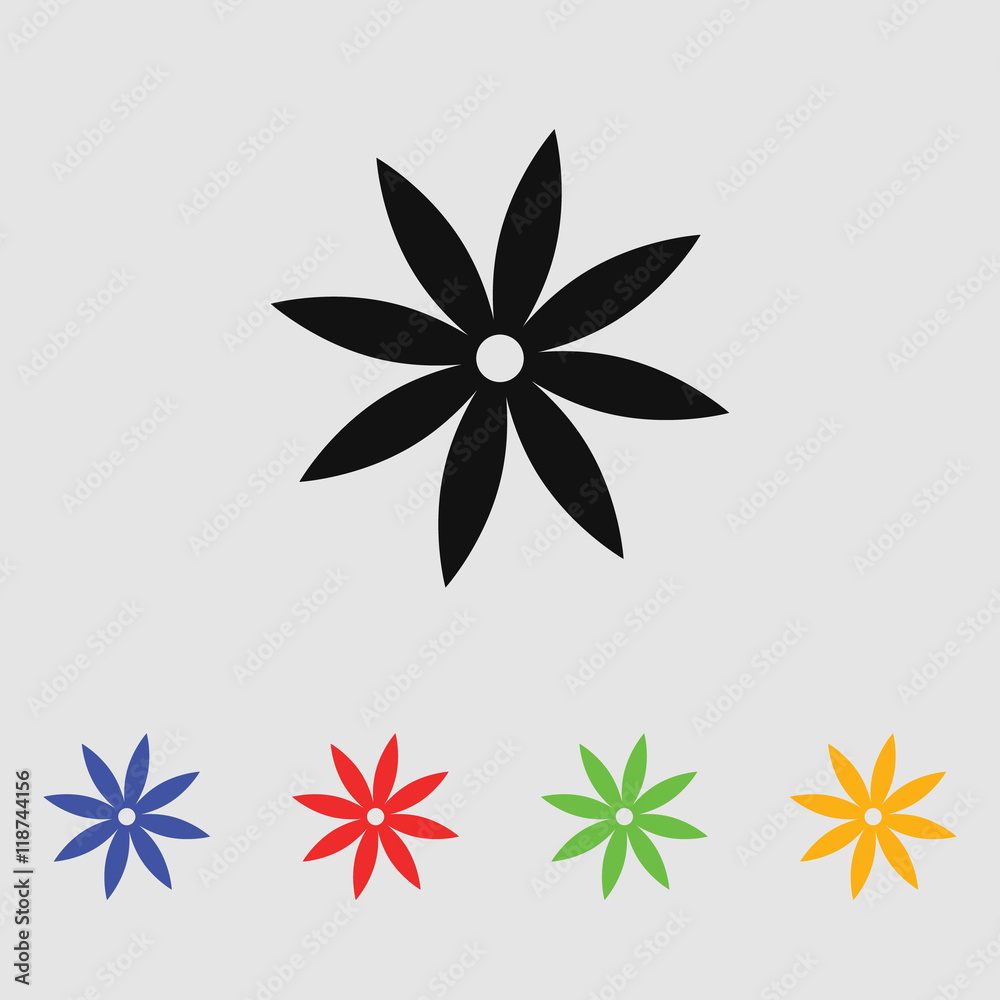 Abstract flowers. Vector black simple icon for web and mobile. Flat style.