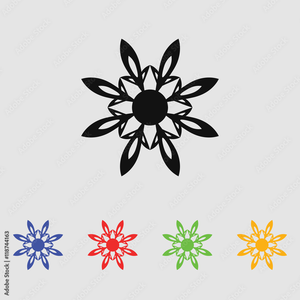 Abstract flowers. Vector black simple icon for web and mobile. Flat style.