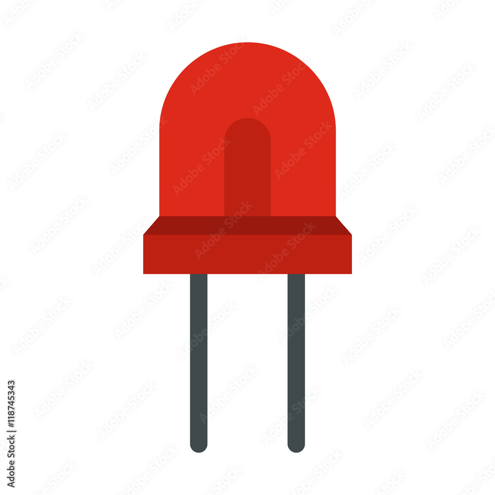 Red halogen lamp icon in flat style isolated on white background. Lighting symbol Red halogen lamp icon in flat style isolated on white background. Lighting symbol