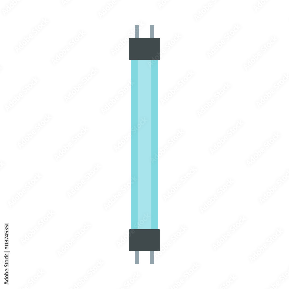 Fluorescent lamp icon in flat style isolated on white background. Lighting symbol Fluorescent lamp icon in flat style isolated on white background. Lighting symbol