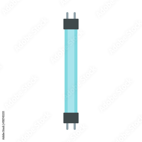 Fluorescent lamp icon in flat style isolated on white background. Lighting symbol