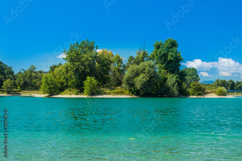     Beautiful Jarun lake in Zagreb, Croatia, sunny summer day  © ilijaa