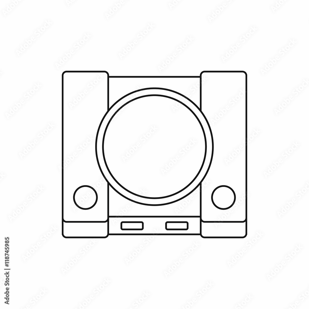 Video game console icon in outline style isolated on white background