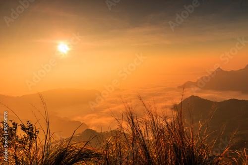 Lanscape of sunrise on the mountain  North of Thailand