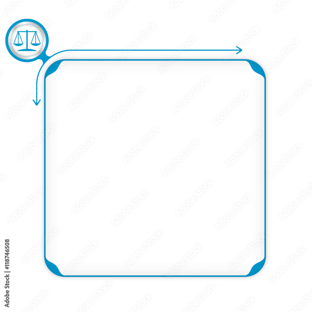 Vector blue box to fill your text and symbol of justice Vector blue box to fill your text and symbol of justice