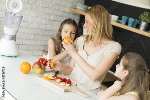 Mother and daughters in the...