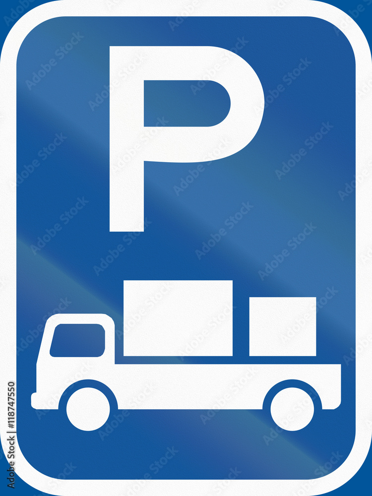 Road sign used in the African country of Botswana - Parking for delivery vehicles Road sign used in the African country of Botswana - Parking for delivery vehicles
