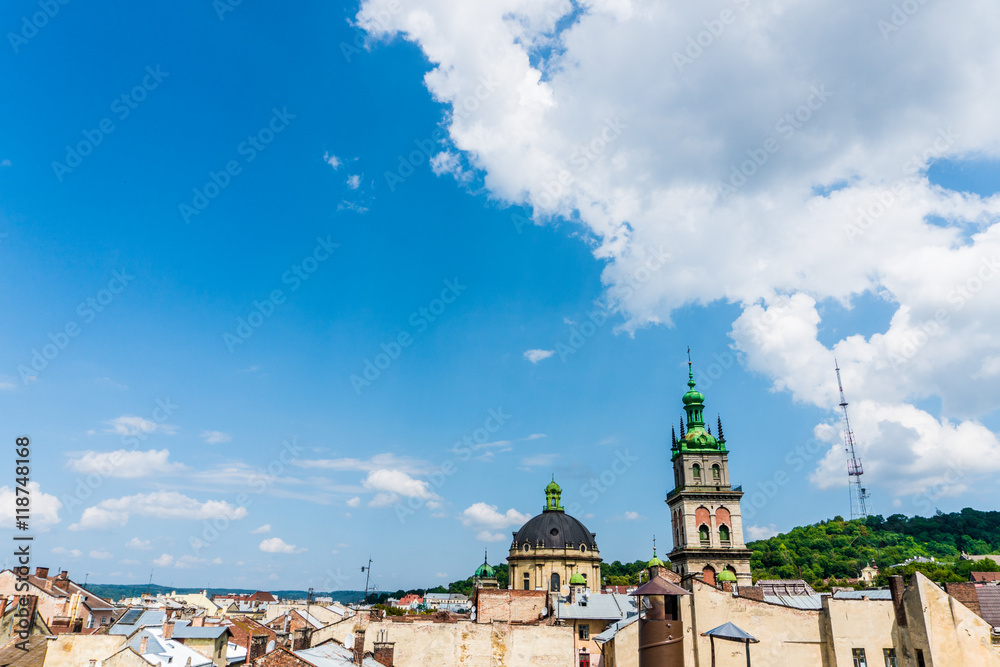 Lviv, Ukraine - 28 July 2016.Lviv old city panorama view