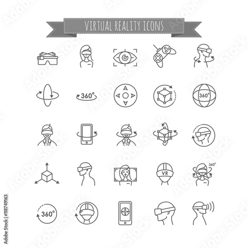 Virtual and augmented reality icon set