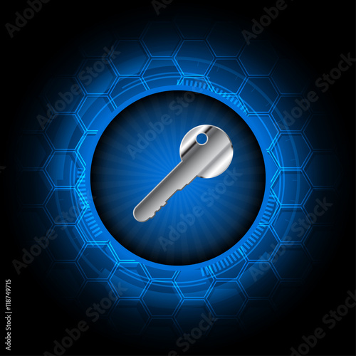 Abstract aluminium key icon technology background vector illustration