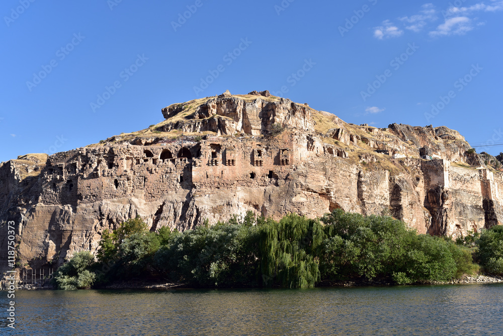 Fortress of Rumkale on the west bank of the river Euphrates in Urfa Province in Turkey