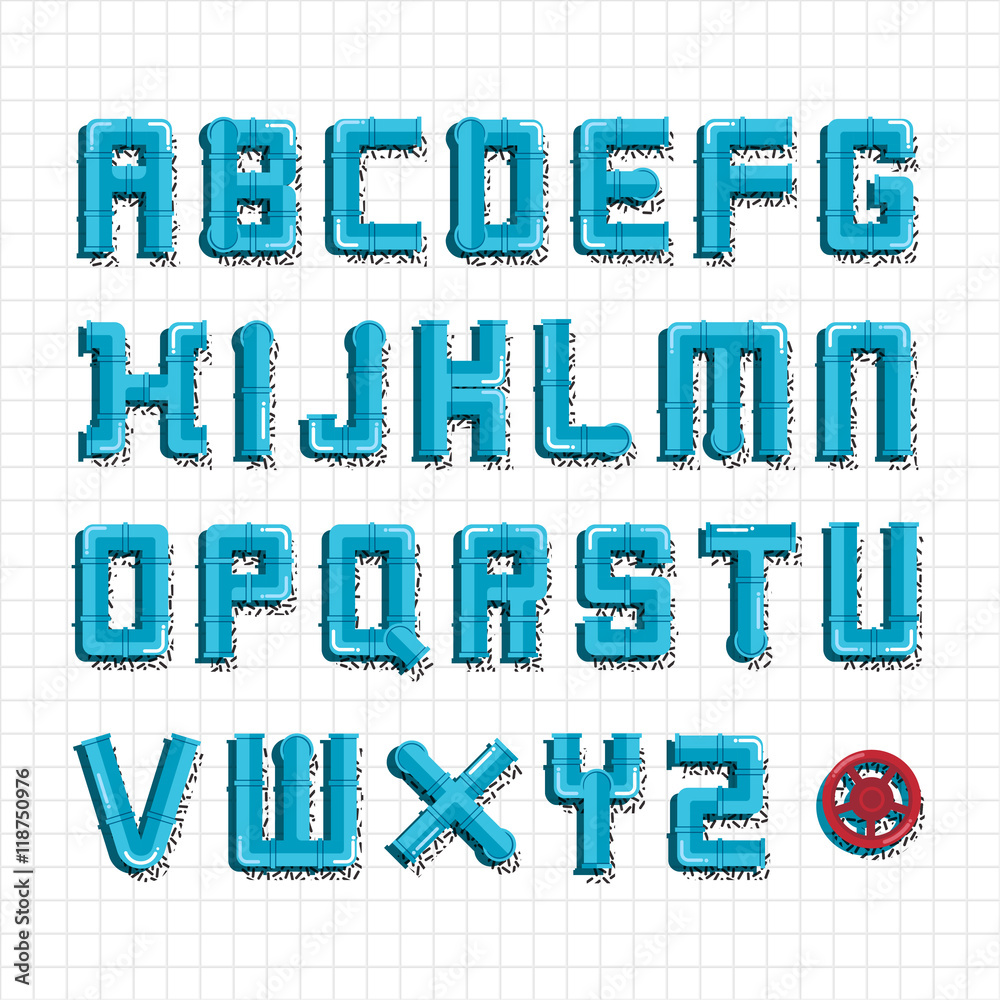 Water pipe alphabet.