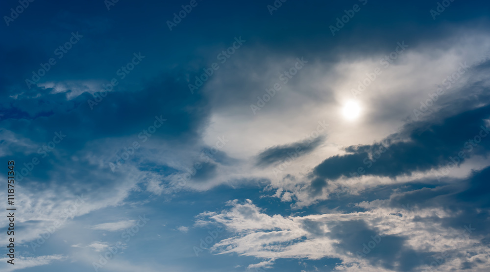 image of  blue sky and white clouds on day time .