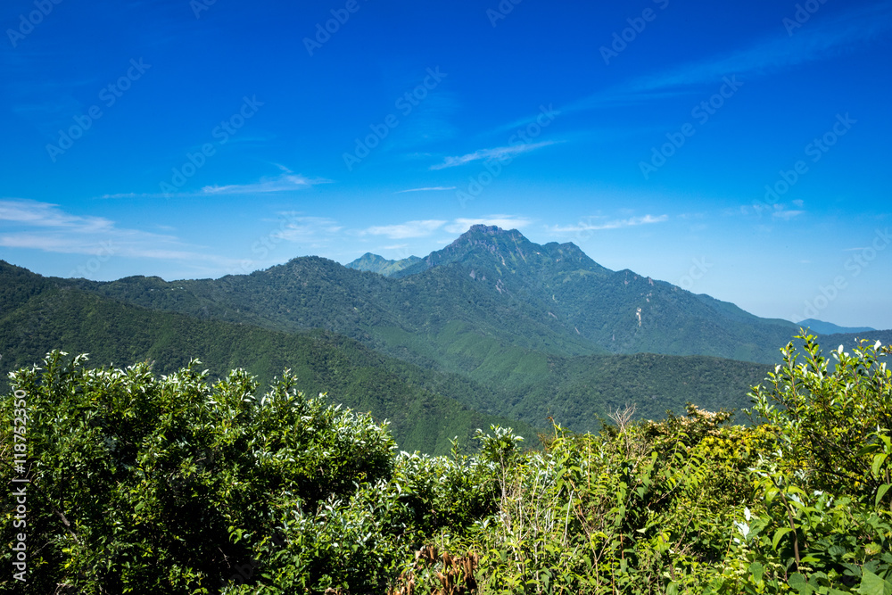 Fototapeta premium 瓶ヶ森林道から見た石鎚山