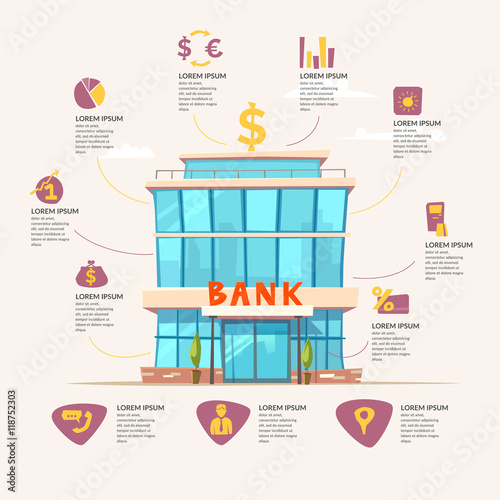 Vector illustration of a modern Bank.