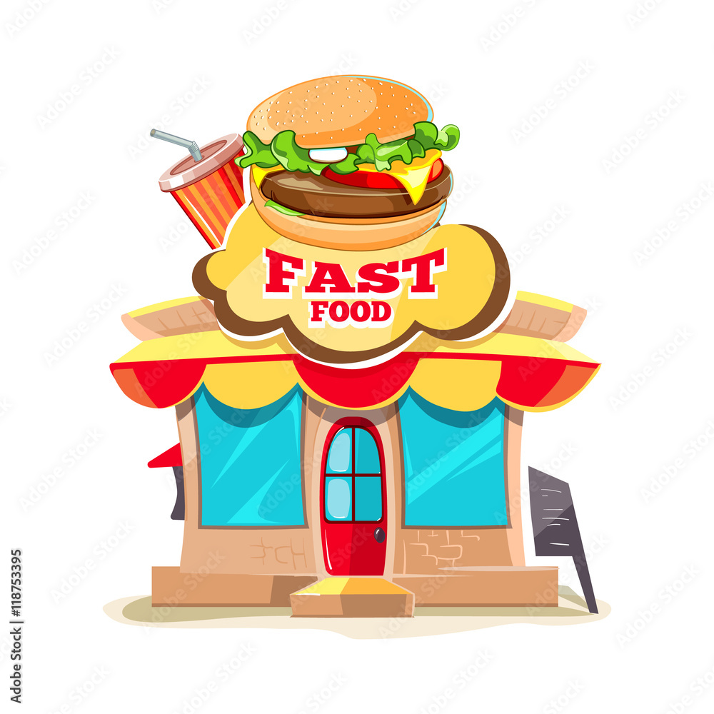 vector-illustration-of-fast-food-restaurant-and-shop-facade-stock