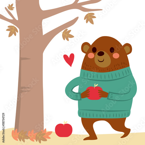 Cute bear wearing green woo...