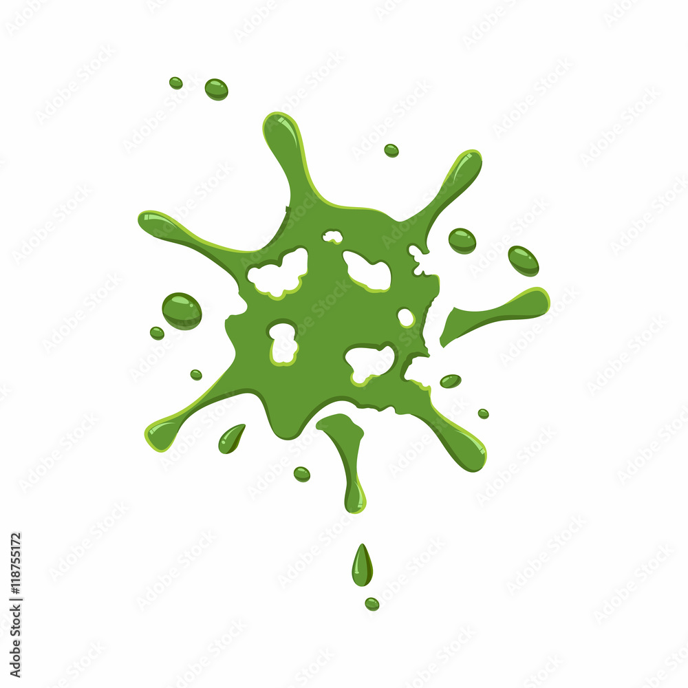 Splattered mucus isolated on white background. Green slime blot vector illustration Splattered mucus isolated on white background. Green slime blot vector illustration