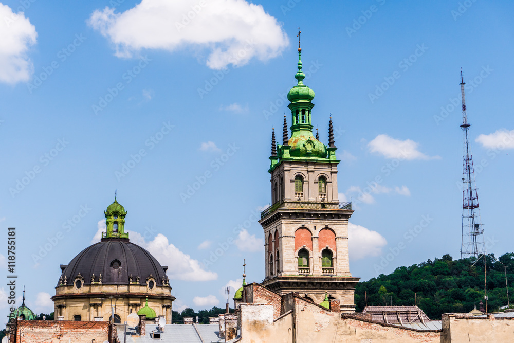 Lviv, Ukraine - 28 July 2016.Lviv old city panorama view