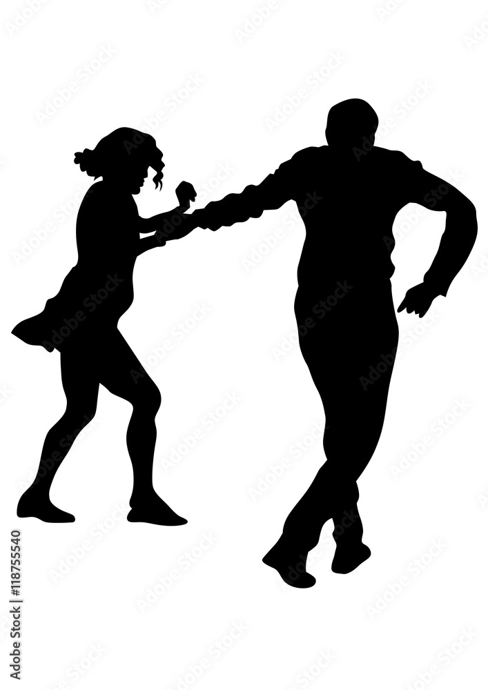 Obraz premium Pair of sport dance performers on a white background