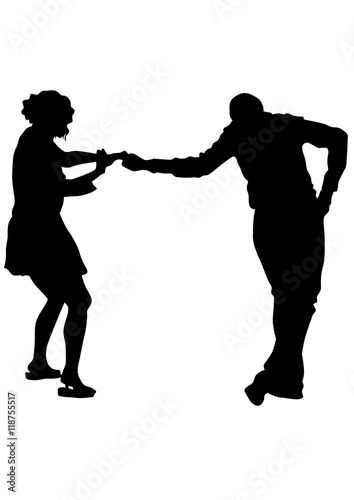 Pair of sport dance performers on a white background