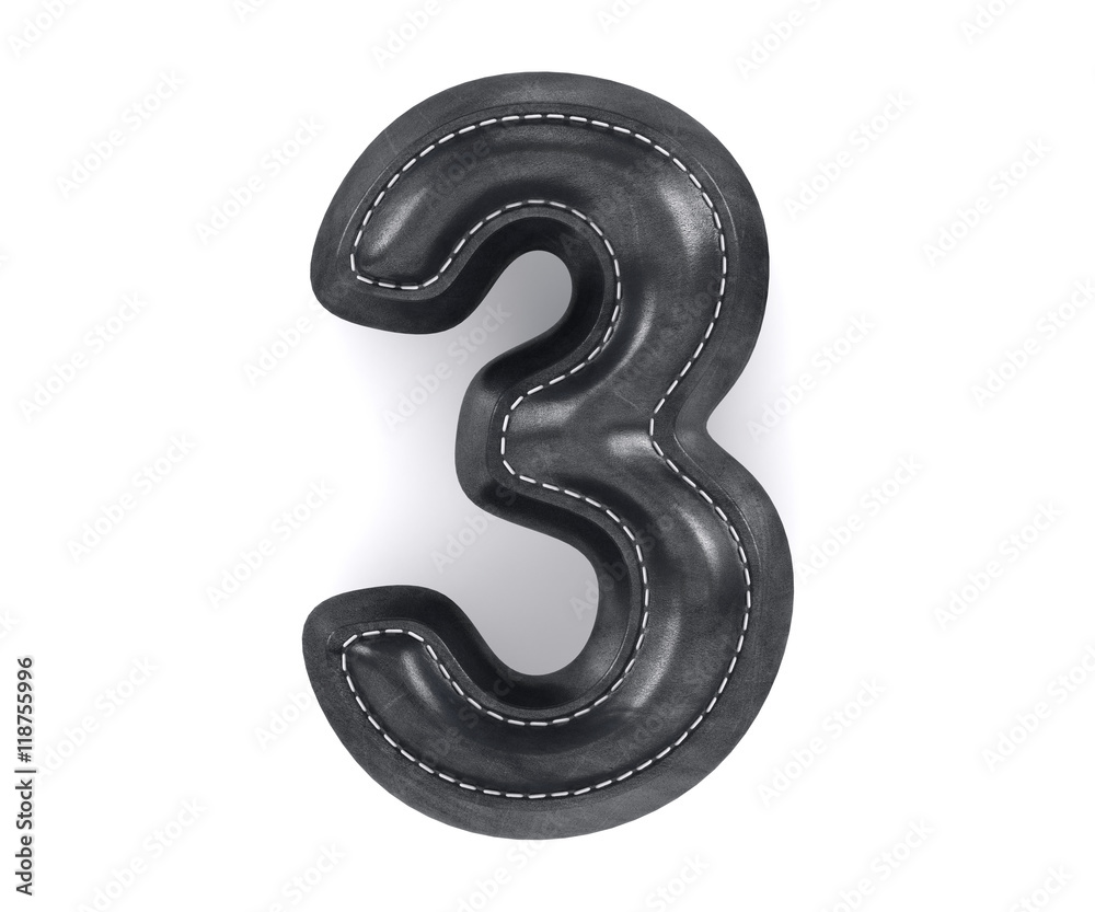 Leather black texture letter digit number three 3 Stock Photo | Adobe Stock