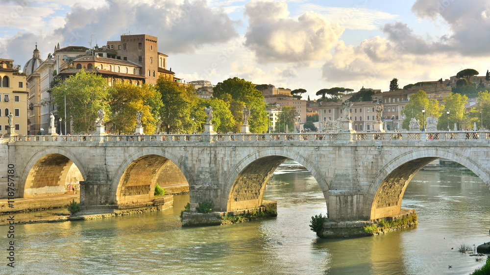 The famous bridge in Roma called Castel Santangelo, Italy