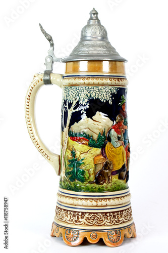 German Beer Stein on White background