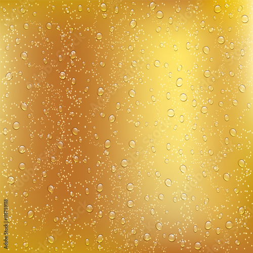 Water drops on the full beer glass.