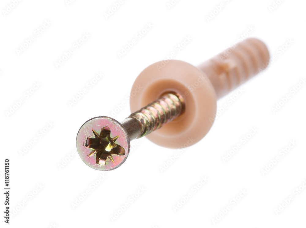 Fototapeta premium fittings for furniture, screws and mounts, isolated on white