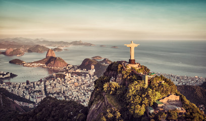 Fototapete Brasilien Luftpanorama Botafogo Bucht und Zuckerhut  © marchello74