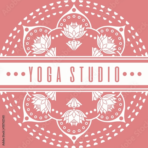 emblem for the yoga studio on a background of lotus decorative d