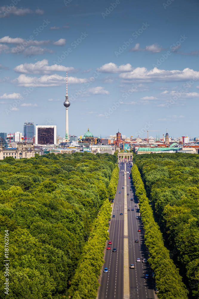 Berlin skyline with Tiergarten park in summer, Germany