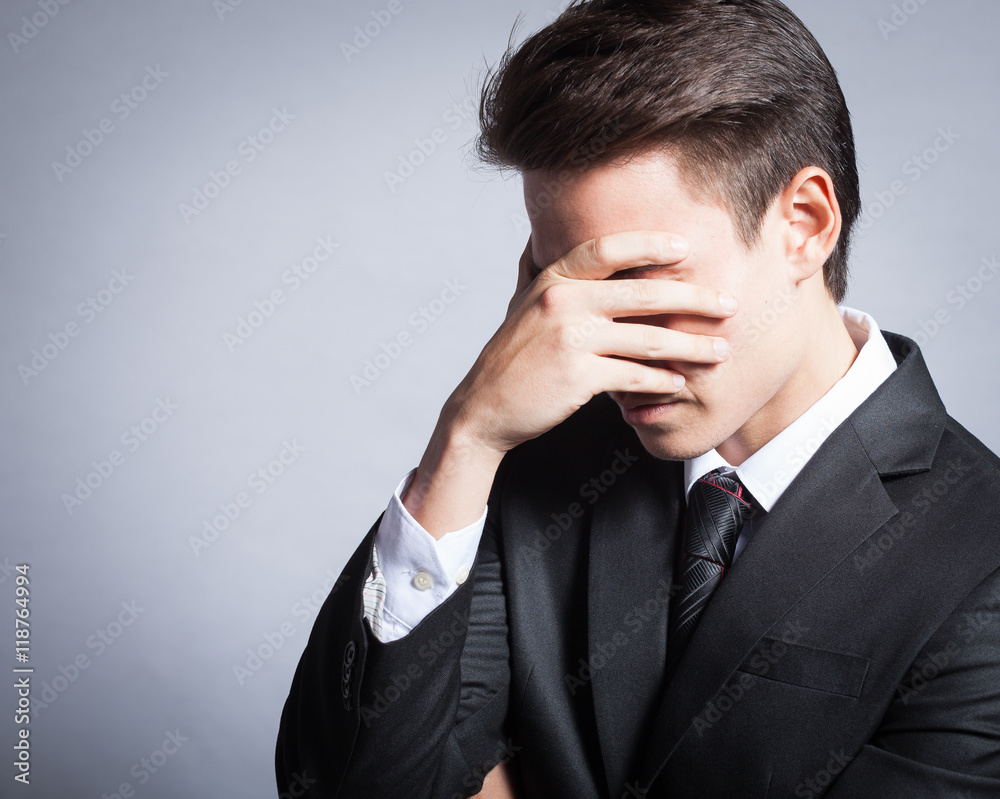 Portrait of sad unrecognizable man. Portrait of sad unrecognizable man.