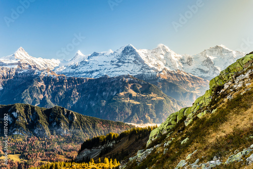 Alpen; Eiger, Mönch und Jungfrau, Berner Obeland, Schweiz