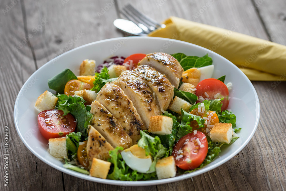 Vegetable salad with roasted chicken meat Vegetable salad with roasted chicken meat