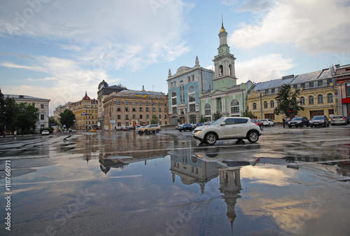 View Kontraktova Square after rain. Kiev, Ukraine photo