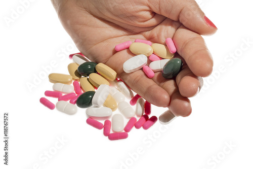 pills in hand close up