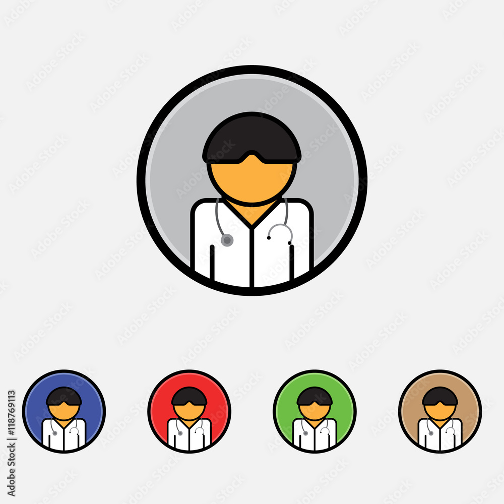 Doctor with stethoscope around his neck vector icon. Flat style Doctor with stethoscope around his neck vector icon. Flat style
