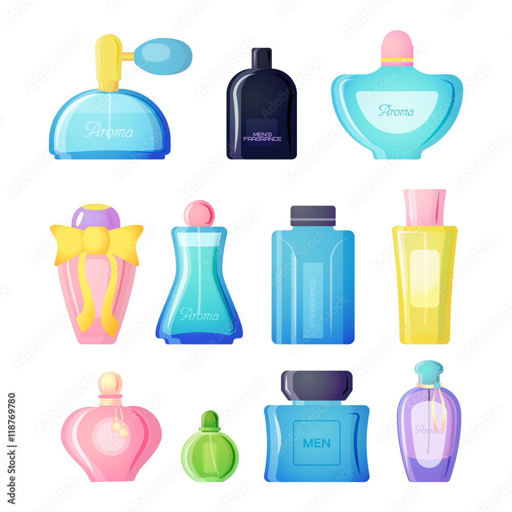 Set of vector perfume fashion container smell spray. Vector illustration perfume shop symbols elegant merchandise gift. Beauty liquid luxury fragrance aroma perfume bottle aromatherapy. Set of vector perfume fashion container smell spray. Vector illustration perfume shop symbols elegant merchandise gift. Beauty liquid luxury fragrance aroma perfume bottle aromatherapy.